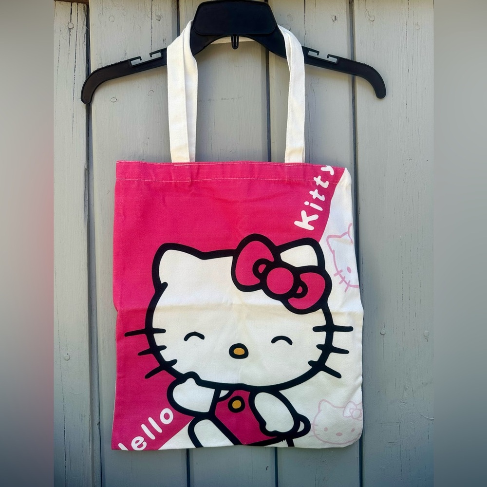 Hello Kitty Pink and White Canvas Tote Bag